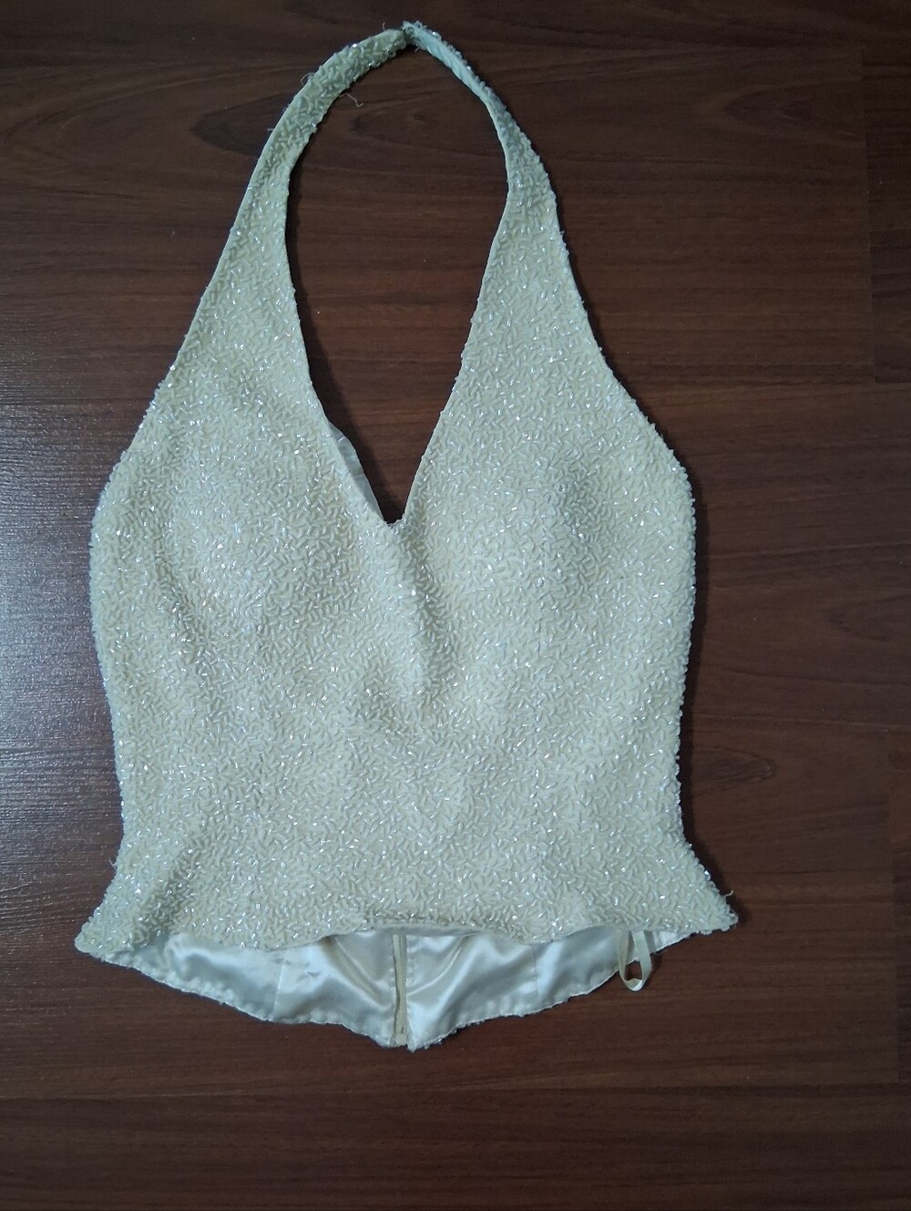 Cache Cream Beaded Strapless Bustier